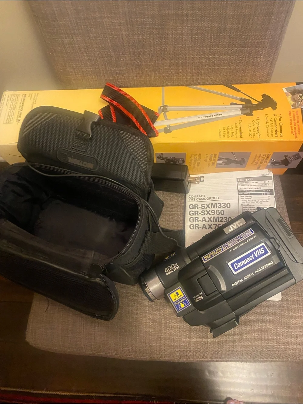 Compact VHS Camcorder with Carry Case and Accessories - Black veiw window.